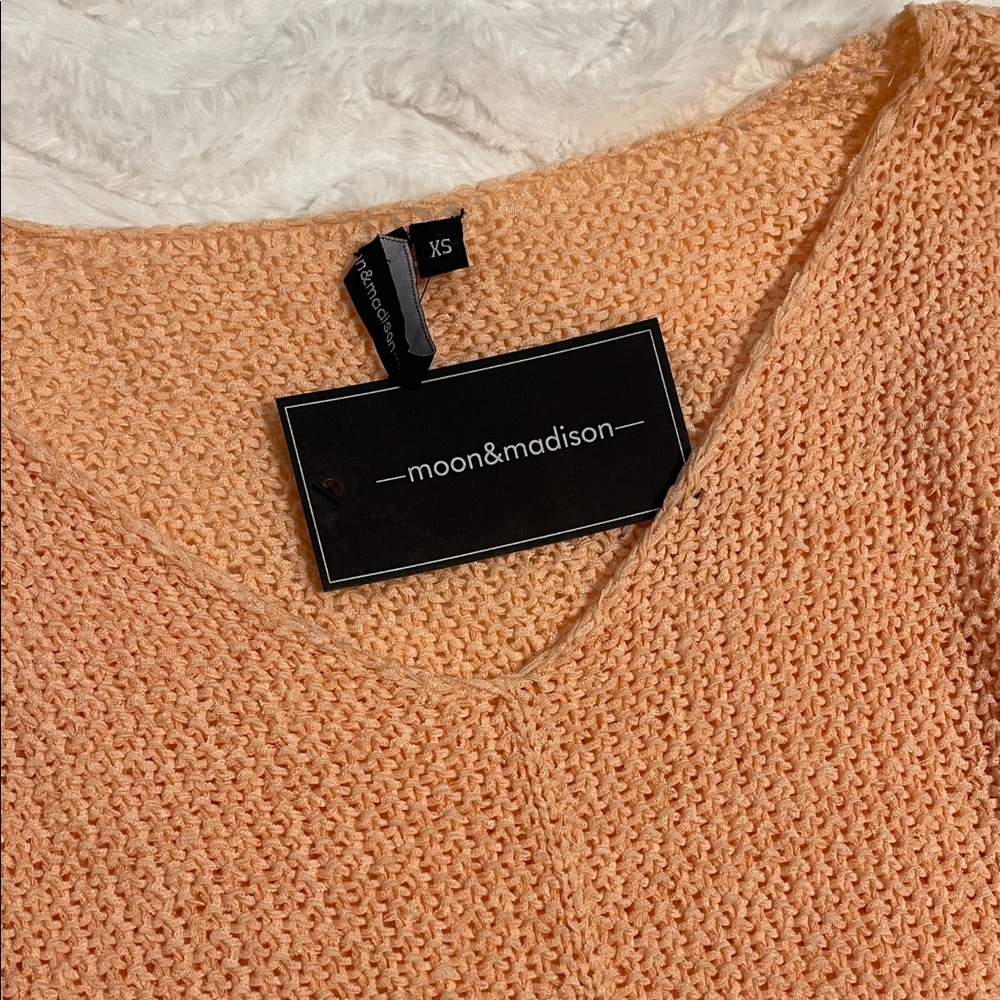 NWT Moon & Madison Oversized Peach Loose Knit Sweater - Picture 7 of 15
